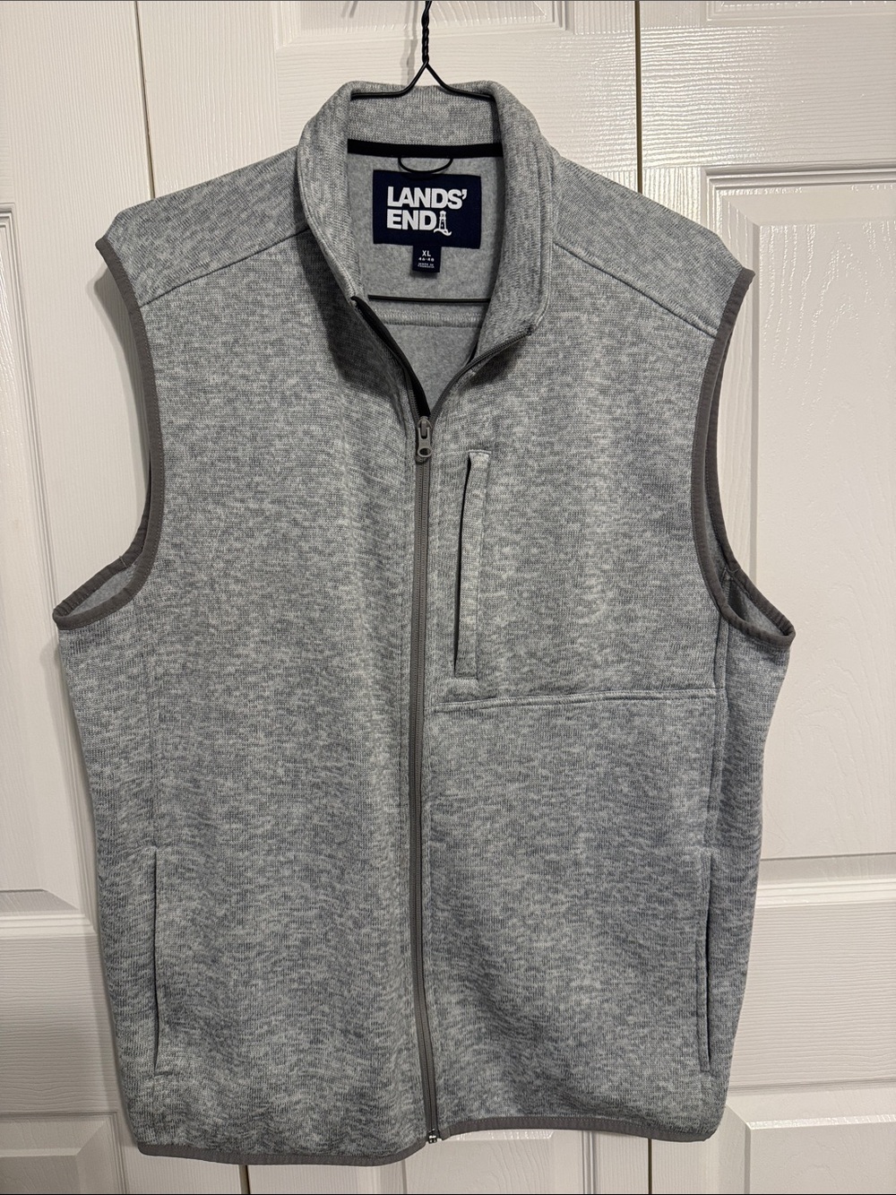 Lands' End Light Gray Men's Fleece Vest